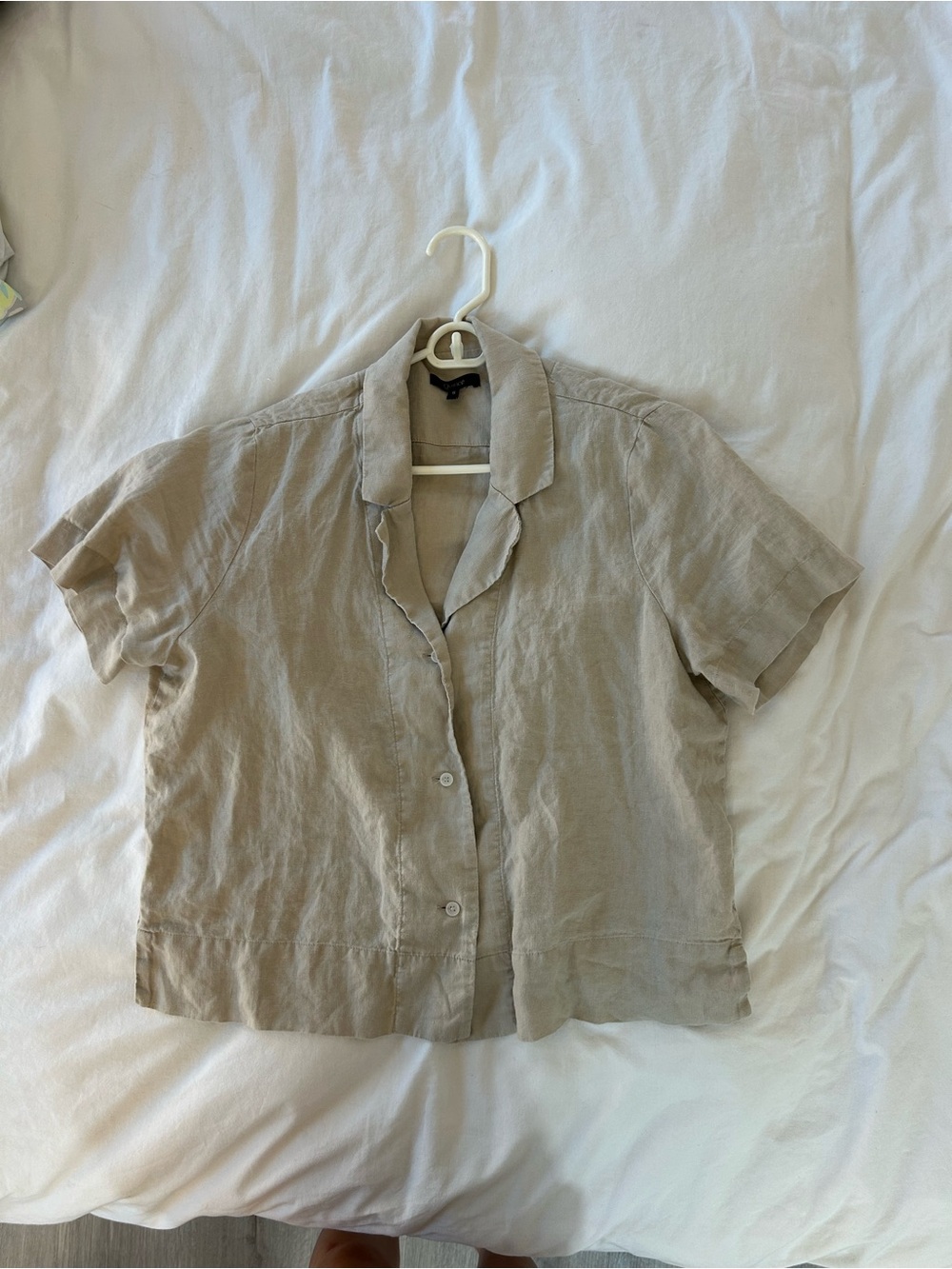Quince Beige Short-Sleeve Linen Jacket